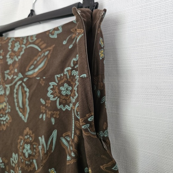 Provence d'amour Brown Floral Silk Midi Skirt Size 6 Boho Paisley Lining - Picture 2 of 7